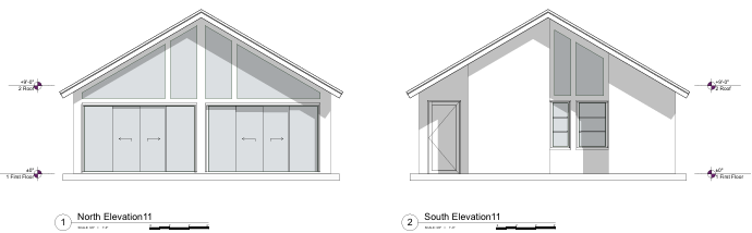 House elevation drawing — North and South elevations