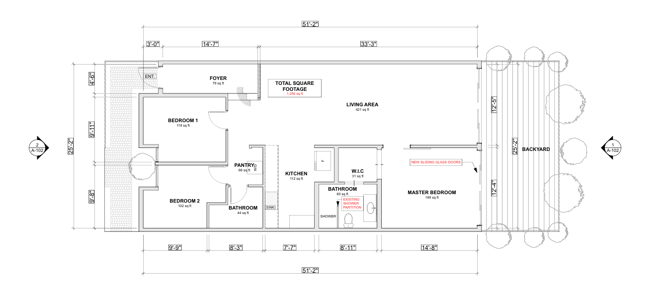 Residential floor plan with room dimensions