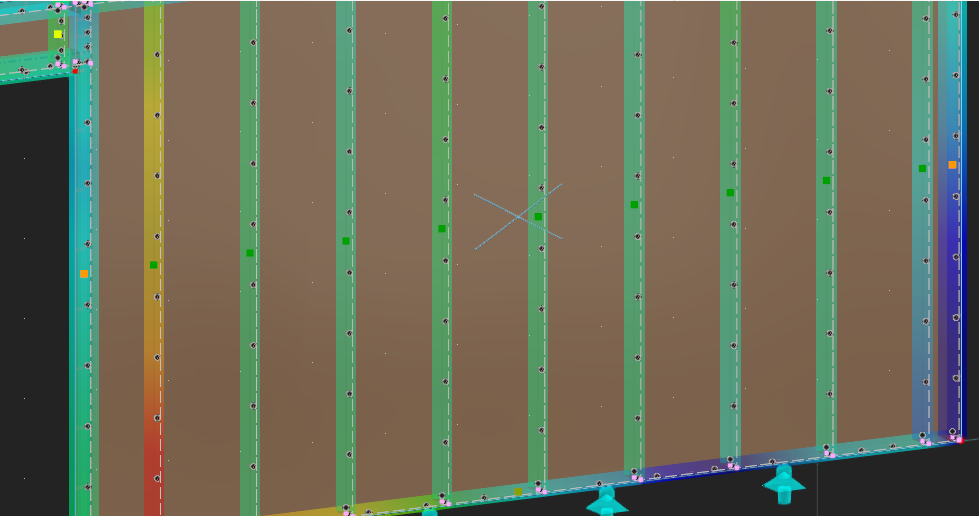 Wall structural analysis FEA color map